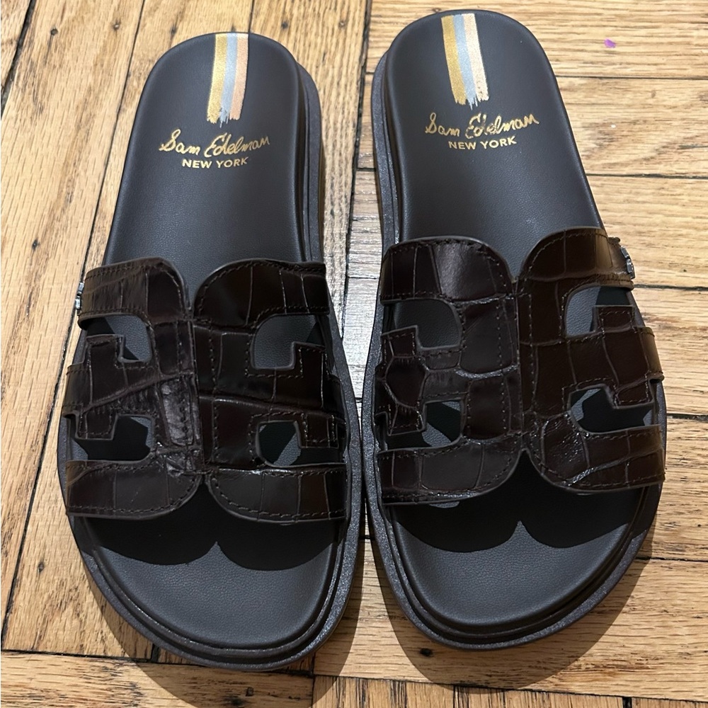 Sam Edelman Valeri slides in dark mahogany NWOT